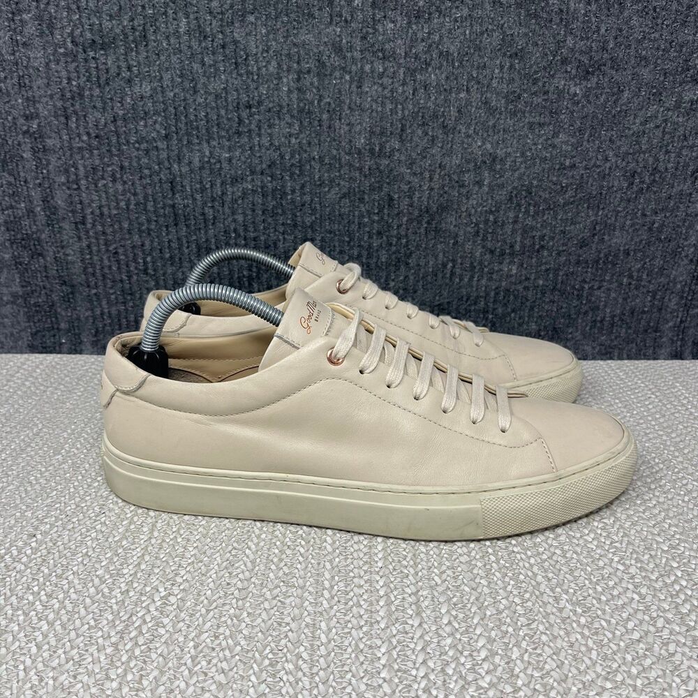Good Man Brand Tan Cream Leather Low Top Sneakers Shoes Mens Size 10 US Italy